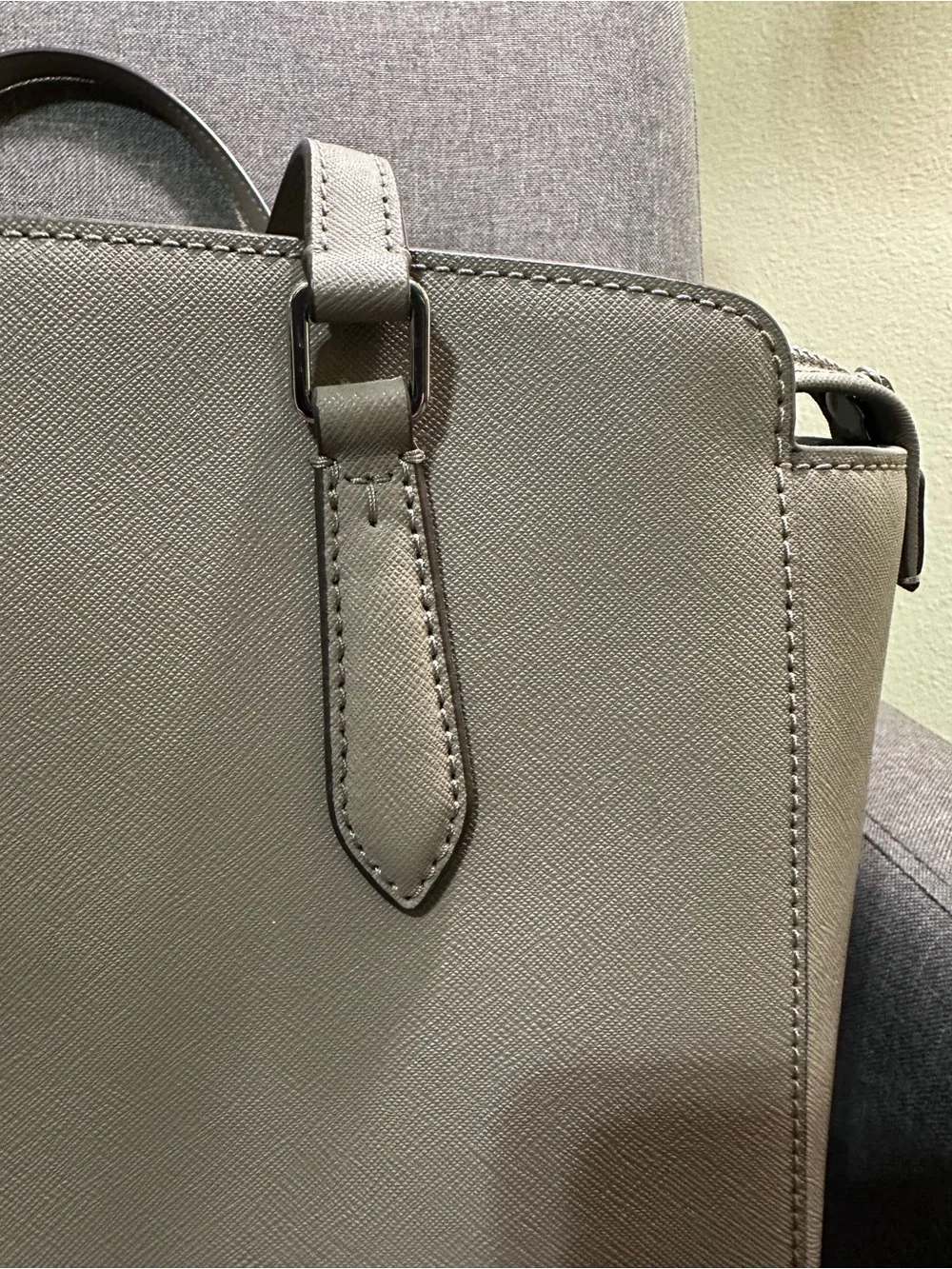Tory Burch Light Gray Structured Saffiano Tote